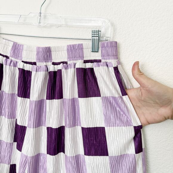 [Bourbon & Belles] Pretty Purple Checkerboard Print Textured Boxer Shorts Sz XL - Picture 7 of 12